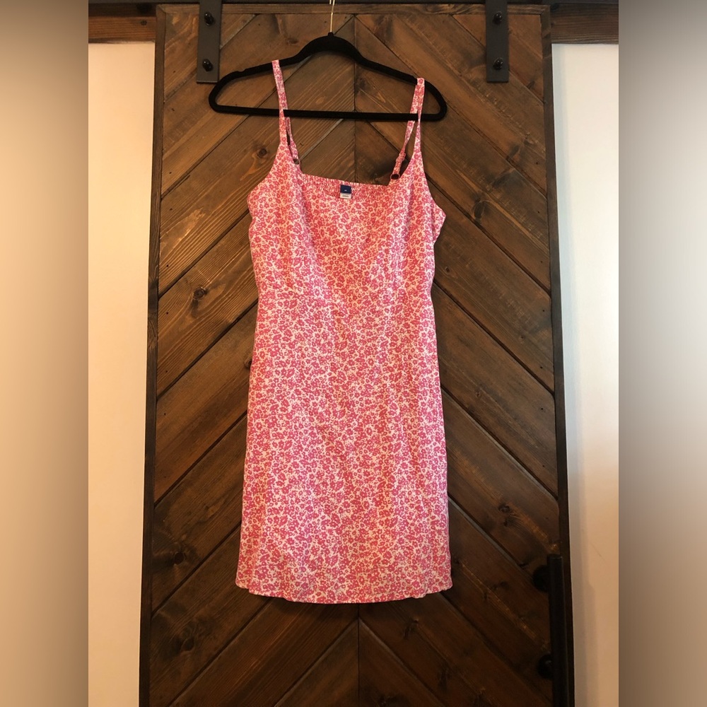 Pink Floral Spaghetti-Strap Dress